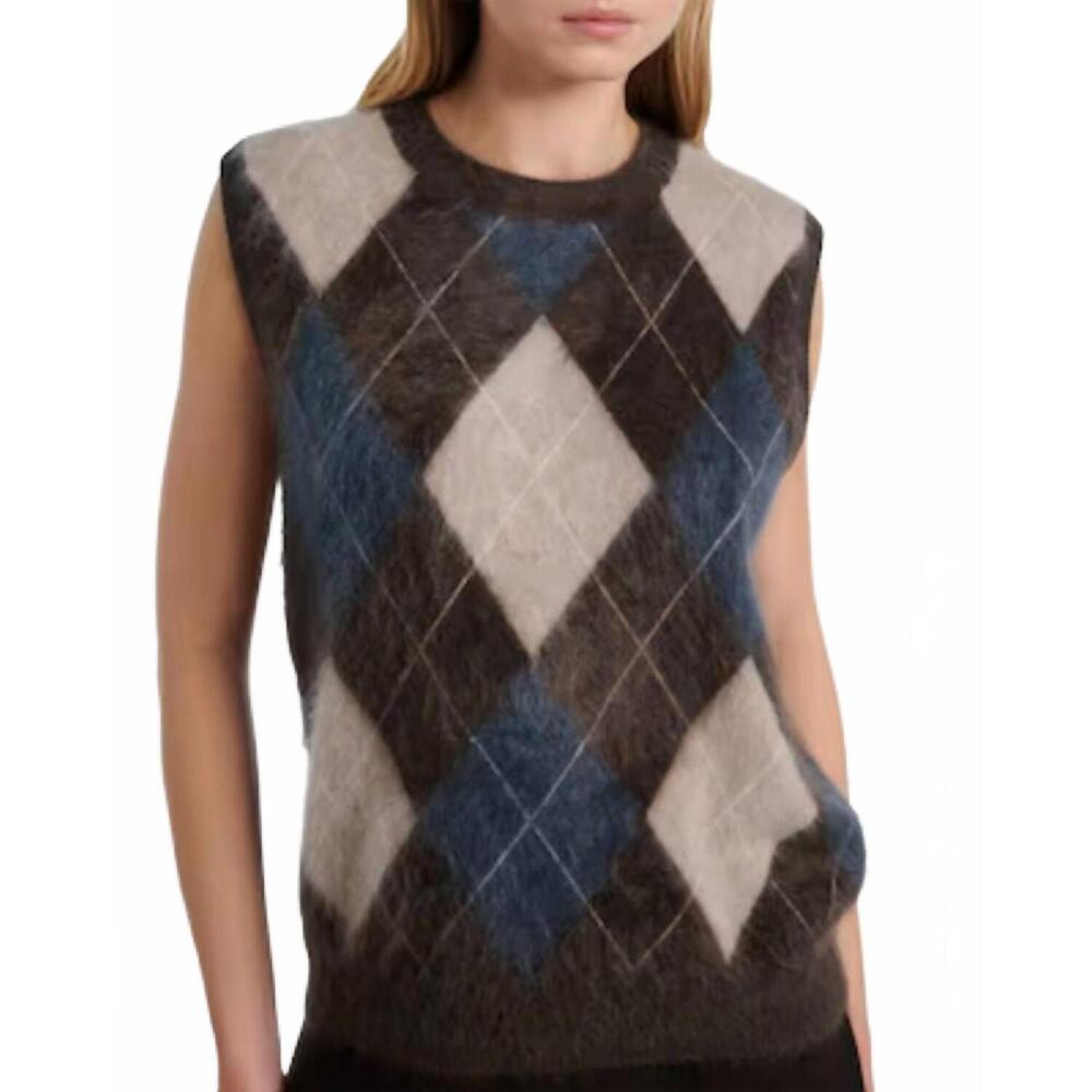 NEW LISA YANG yasmin argyle cashmere sweater vest in multicoloured